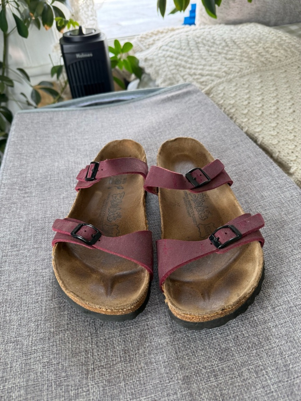 Vintage Burgundy Double-Strap Birkenstocks